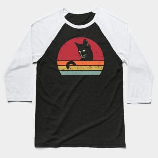 Funny Retro Black Cat Chasing Tail Baseball T-Shirt